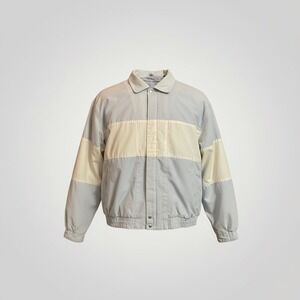 Vintage Oakton Ltd Bomber Jacket Windbreaker Large Mens Blue Cream Colorblock